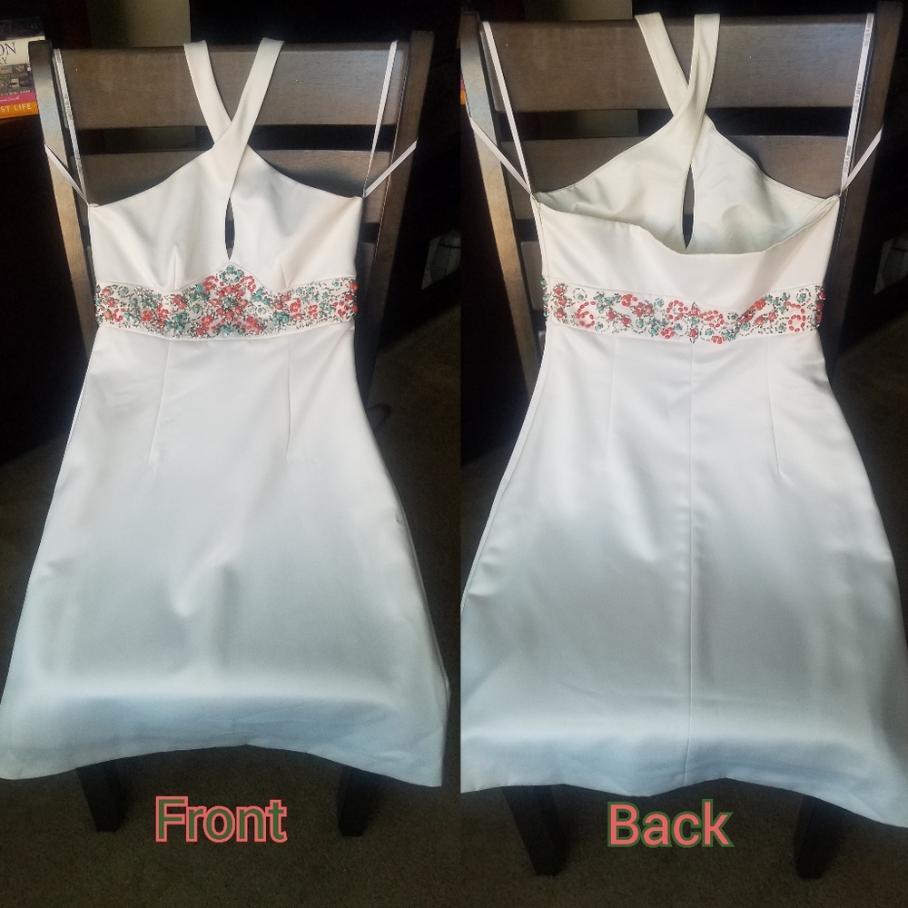White Embroidered Christmas-Themed Dress 🤩